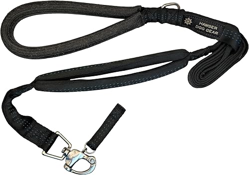 Correa de perro resistente de 6 pies Broche de liberación rápida, mango Dyneema, impermeable, 316 inoxidable, hecho a mano en Estados Unidos (negro)