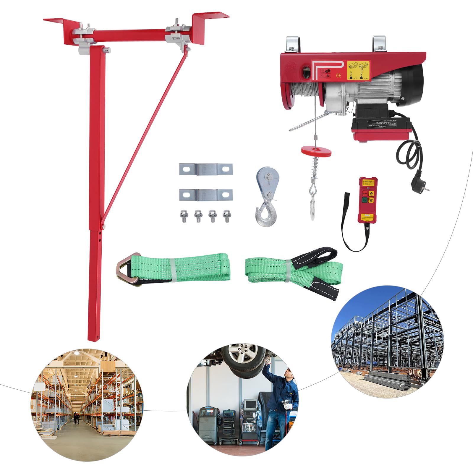 Fune elettrica da 550 W con telecomando senza fili, 250 kg, doppia corda per garage e officina, strumento di sollevamento con corda in acciaio e protezione da sovraccarico
