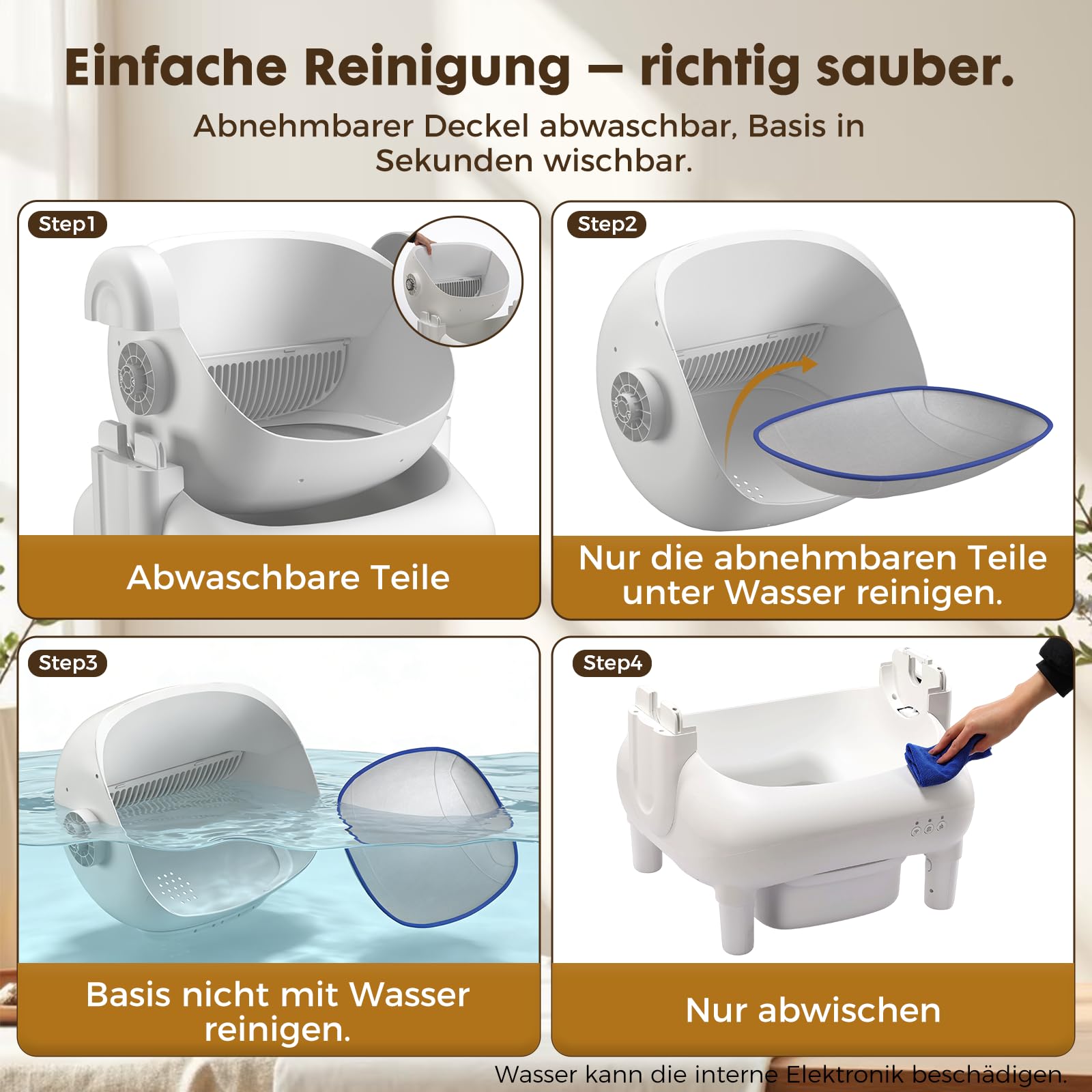 GTPLAYER Katzenklo Selbstreinigend, Selbstreinigende Katzentoilette mit Offenem Design, App-Steuerung & Sensoren, Automatisches Katzenklo mit Duftstein, Streumatte, Ideal für Mehrkatzenhaushalte, Weiß