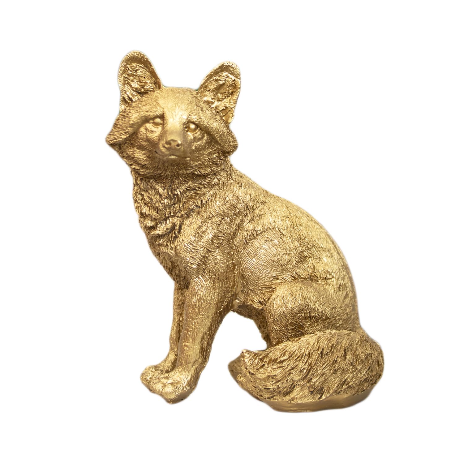Darthome Textured Gold Sitting Fox Ornament 15x19x10cm Woodland Animal Autumn Winter Home Decoration