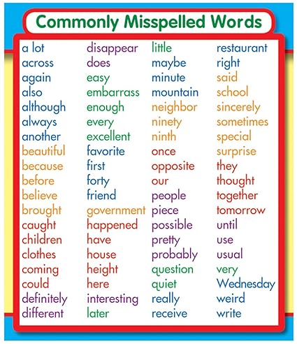 Carson Dellosa Commonly Misspelled Words Stickers Carson Dellosa Publishing Company Inc Amazon In Office Products