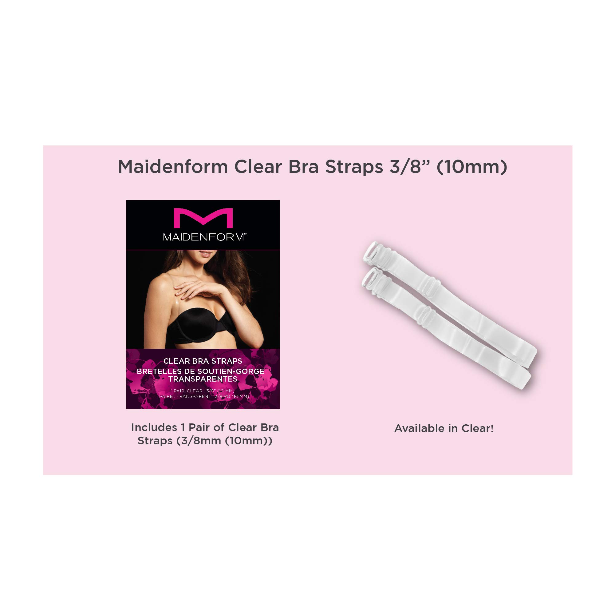 Maidenform Women's 3/8 Inch Wide Bra Straps, Clear, One Size
