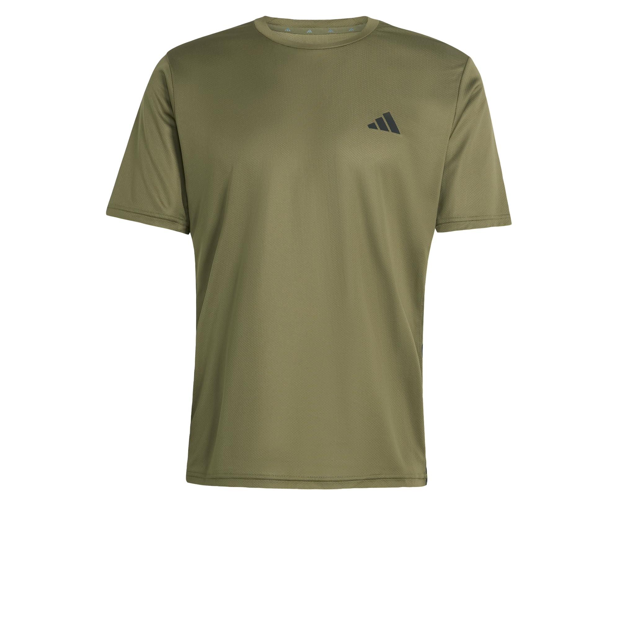 adidas Men's Workout Essentials Base 3-Stripes Shirt, Olive strata/Black, XS
