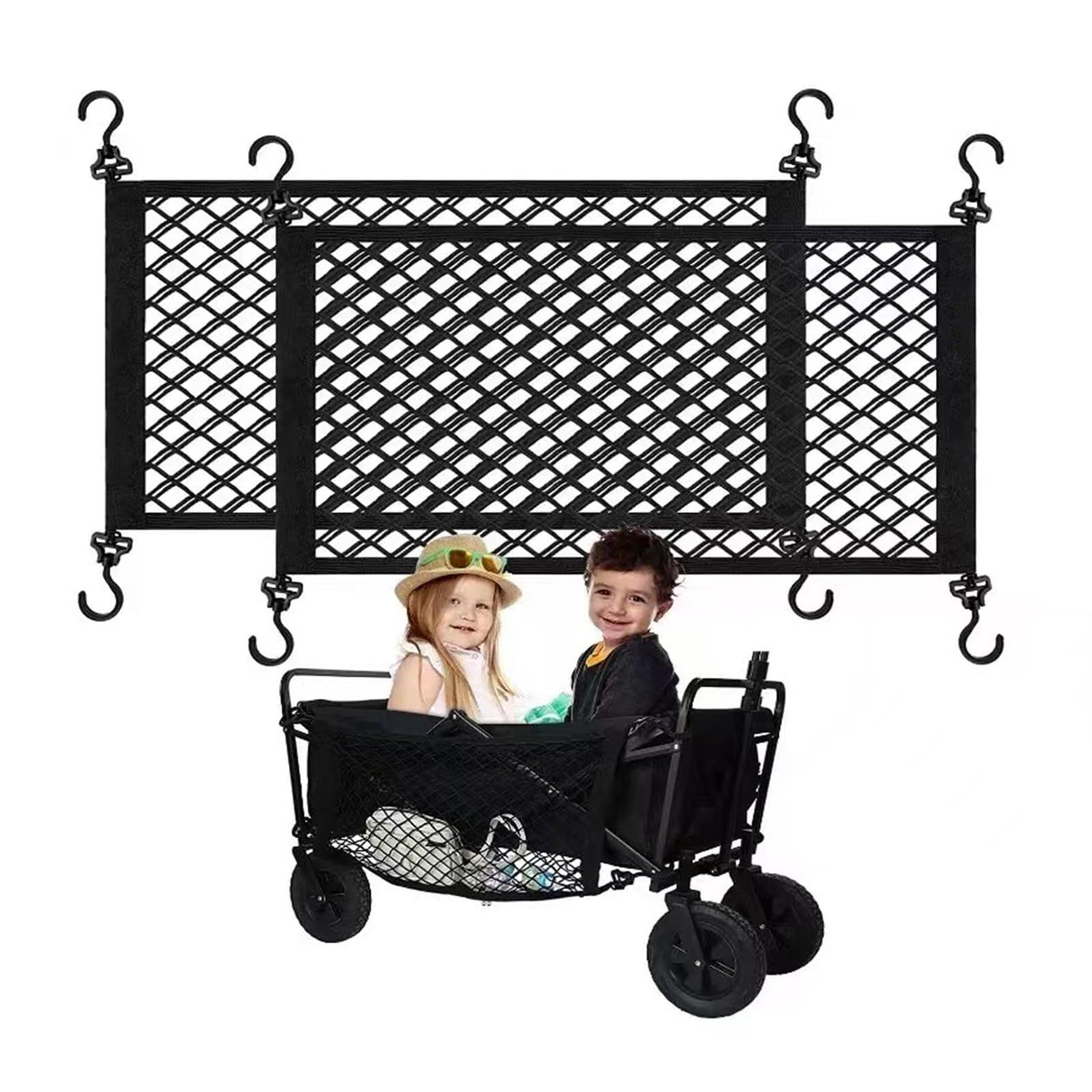 2Pcs Wagons Cargo Net Camping Cart Luggage Net Folding Elastic Cargo Net for Garden Cart Folding Wagons Easy to Use