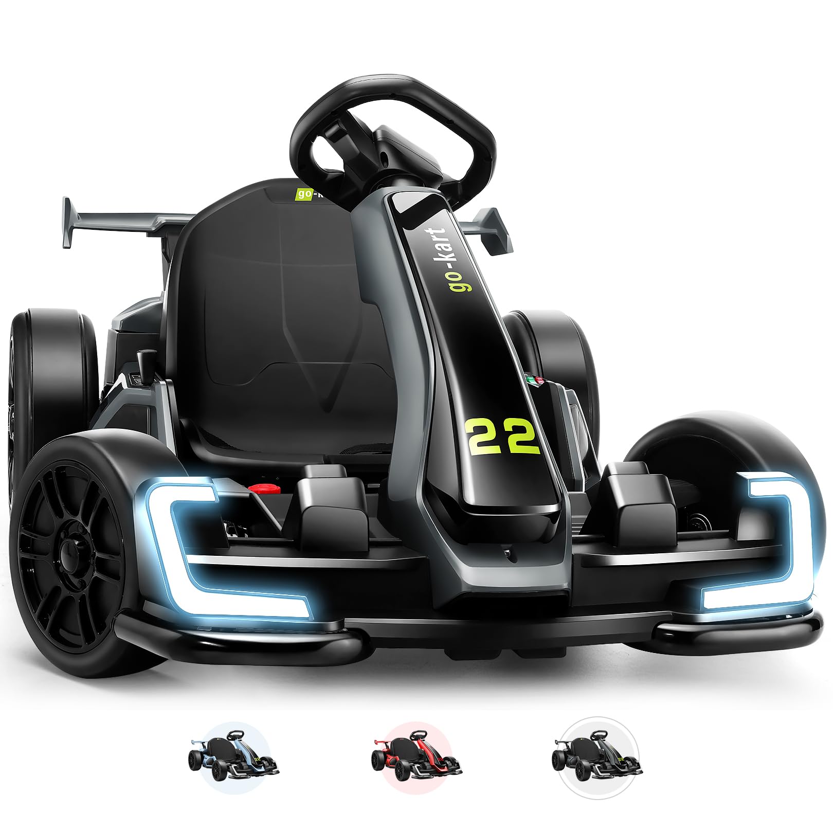 Hikole Electric Go Kart for Kids, 24V Go Cart with Adjustable Seat, 3 Speed Mode, Fast 300W Motor, 8.5 MPH, EVA Tires, for Kids Teens Ages 6-8-10-12-14 Years Old, Black