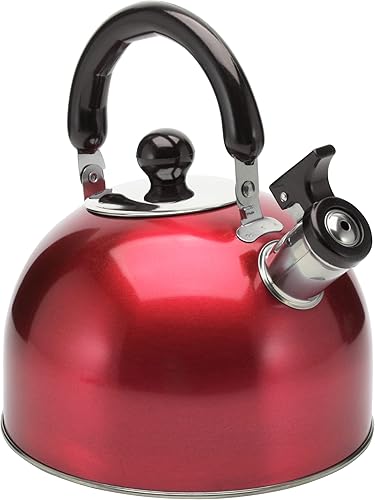 Hervidor de té silbante de acero inoxidable, 3 litros (3 cuartos de galón), tetera clásica con mango ergonómico, funciona en placas de inducción,