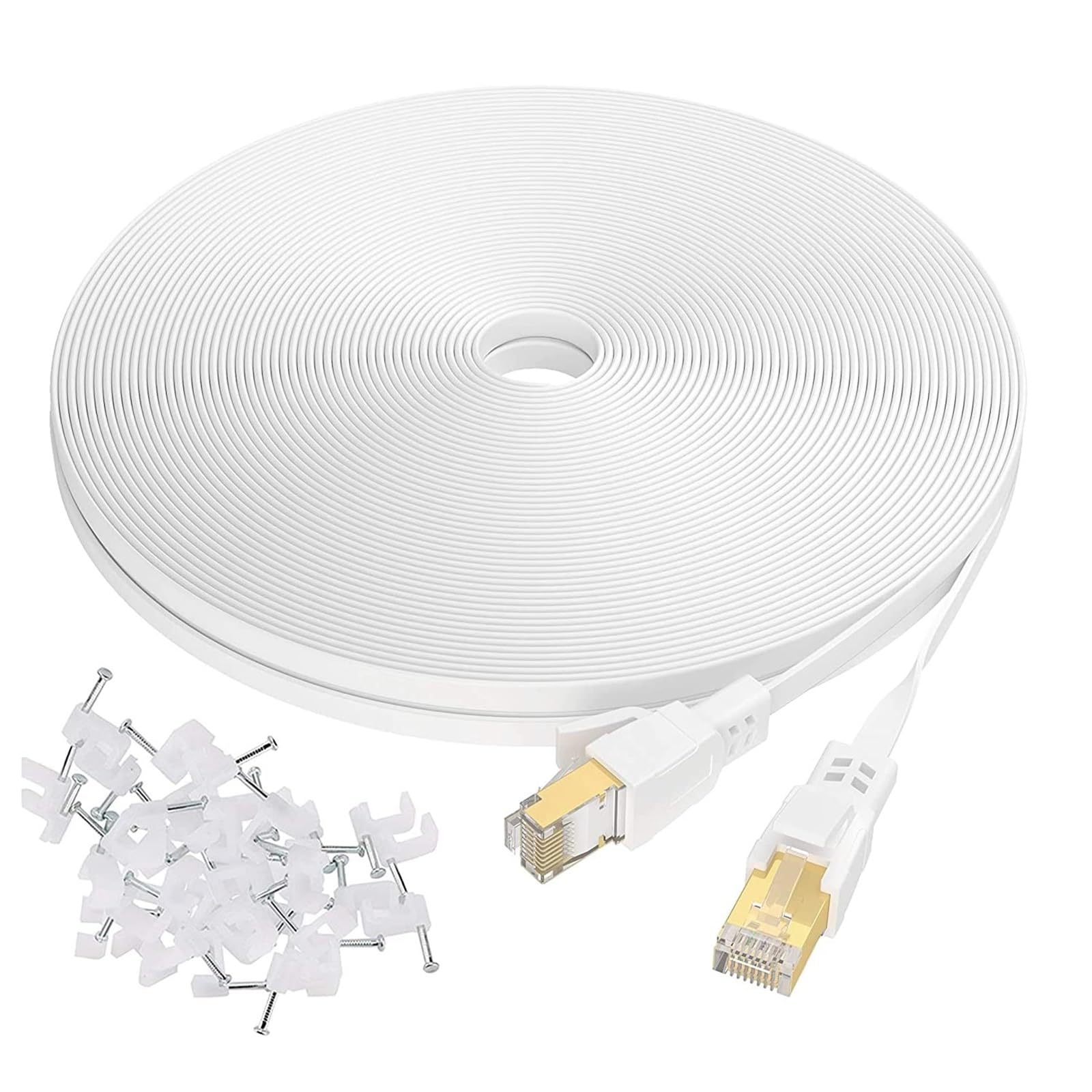 Kabel Ethernet Cat8 płaski RJ45 Komputer Internet LAN Sieć Ethernet Kabel przyłączeniowy Kabel Ethernet Cat 8(WHITE, 25M)