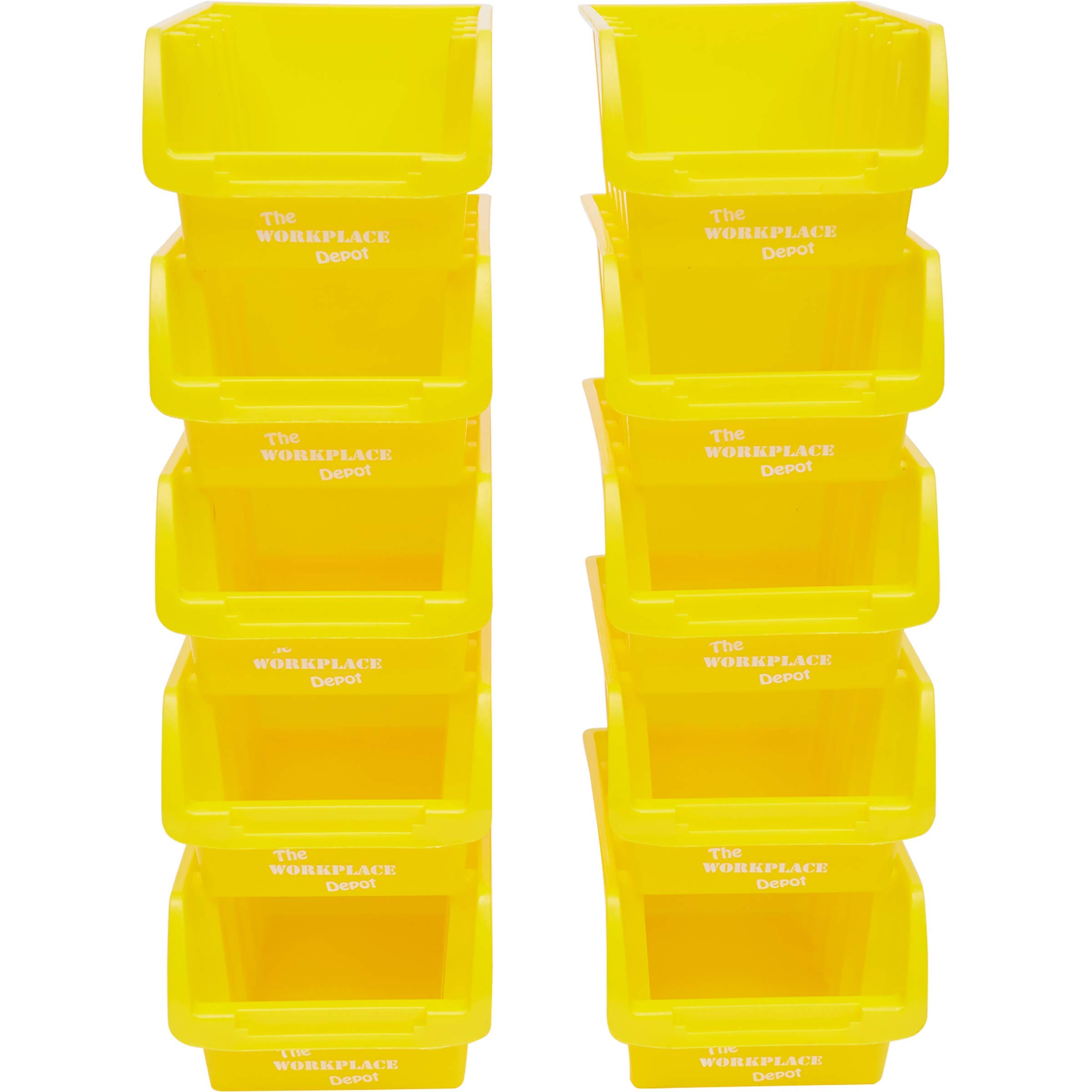 The Workplace Depot Yellow Plastic Picking Bins, Semi Open Fronted Stackable Parts Storage Pick Containers (Yellow)