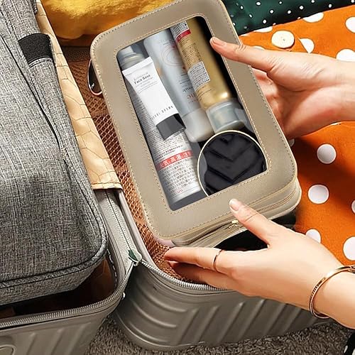 Miniatura 6 de Organizador de bolsa de maquillaje transparente, aprobado por la TSA, bolsa de aseo portátil de viaje multiusos para mujeres, bolsa de maquillaje de