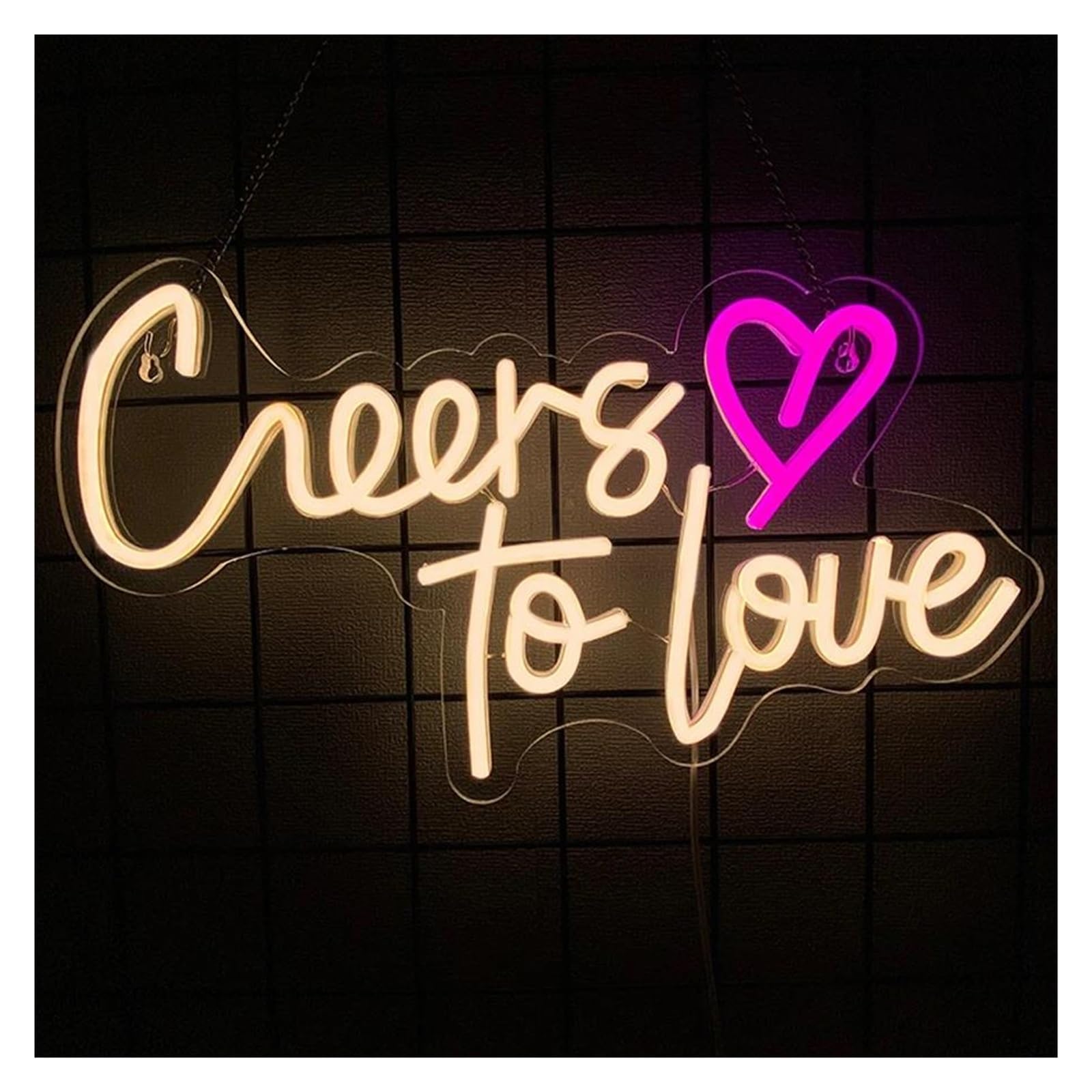 LEMST Sign Lamp Cheers to Love Neon Sign Light Dimmable for Bedroom Wedding Party Bar Club Valentine's Day Wall Decor USB Illuminated 41cmx23.5cm/16.14inx9.25in