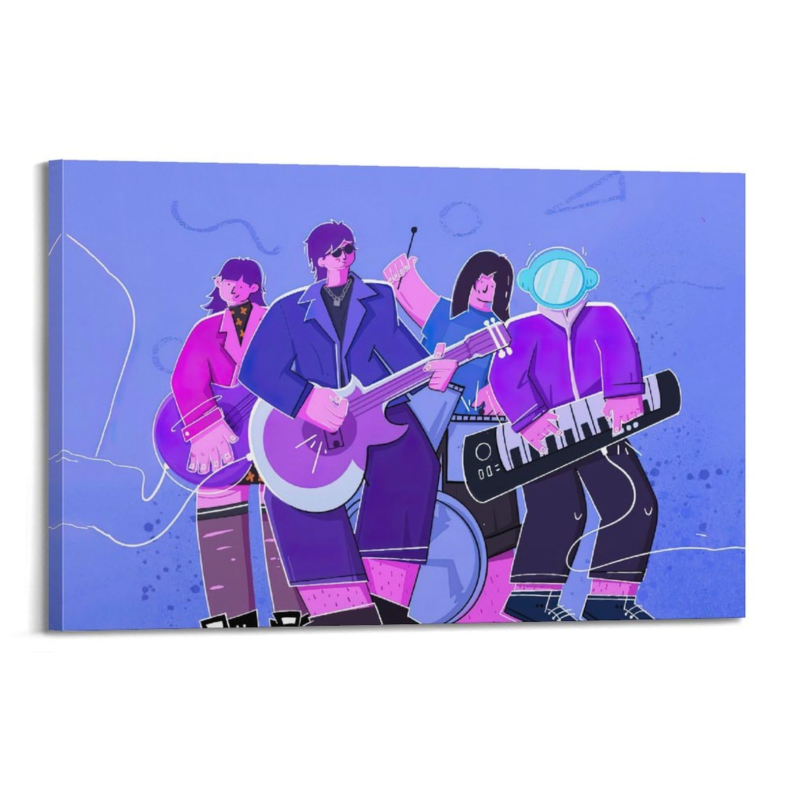 UNSGA Poster con musica in stile cartone animato, motivo: Jazz & Rock Band, stampa artistica su tela, poster decorativo moderno, per camera da letto, 40 x 60 cm