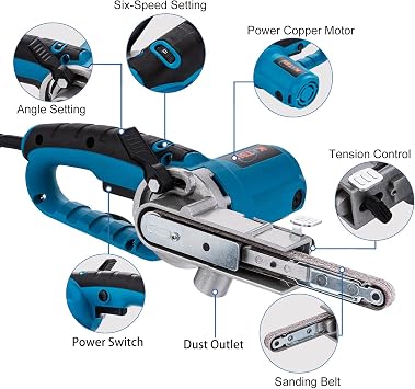KATSU Tools 400W Electric Power File Sander, Variable Speed Belt File Tool