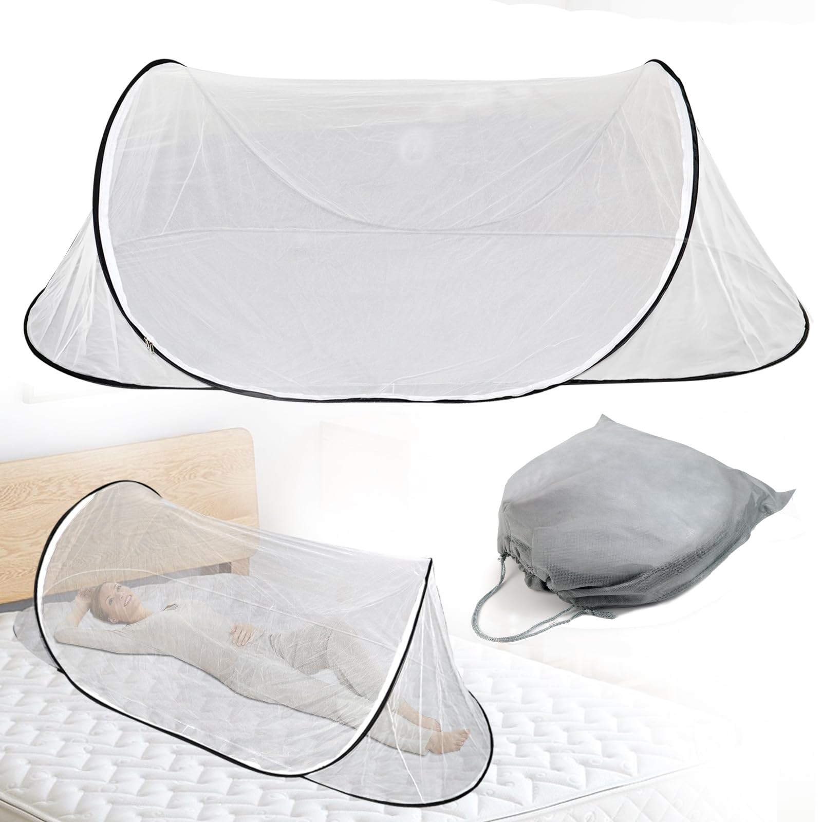 TUZHE Faltbares Moskitonetz Pop Up 200 x 80 x 56 cm Moskitonetz Reise Mückennetz für unterwegs Camping & zu Hause