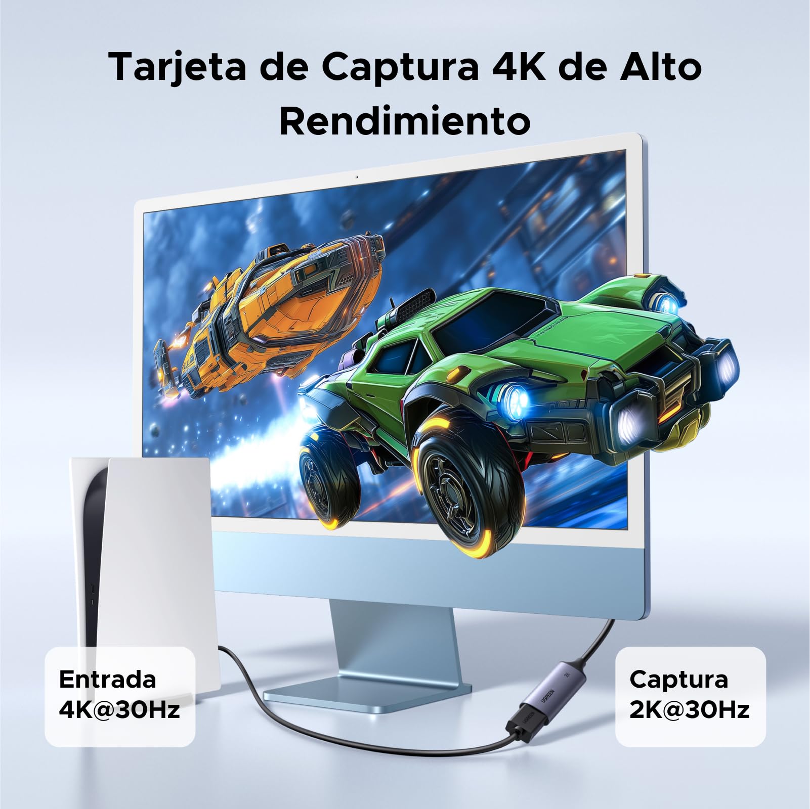 UGREEN Tarjeta de Captura de Video HDMI 4K 30Hz a USB A USB C 3.0 2K 30Hz 1080P para Streaming Grabación de Juegos y Transmisión en Vivo Compatible con Quest 3 Switch 2 PS5 PS4