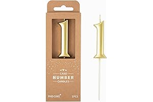 PHD CAKE 2.76 Inch Elegant Gold 1 Number Birthday Candles, Perfect for 1st Birthday Celebrations