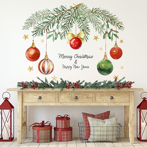 Miniatura 94 de Calcomanías de pared para árbol de Navidad, calcomanías de pared de árbol de Navidad, vinilo de Feliz Navidad, calcomanía de arte de pared extraíble