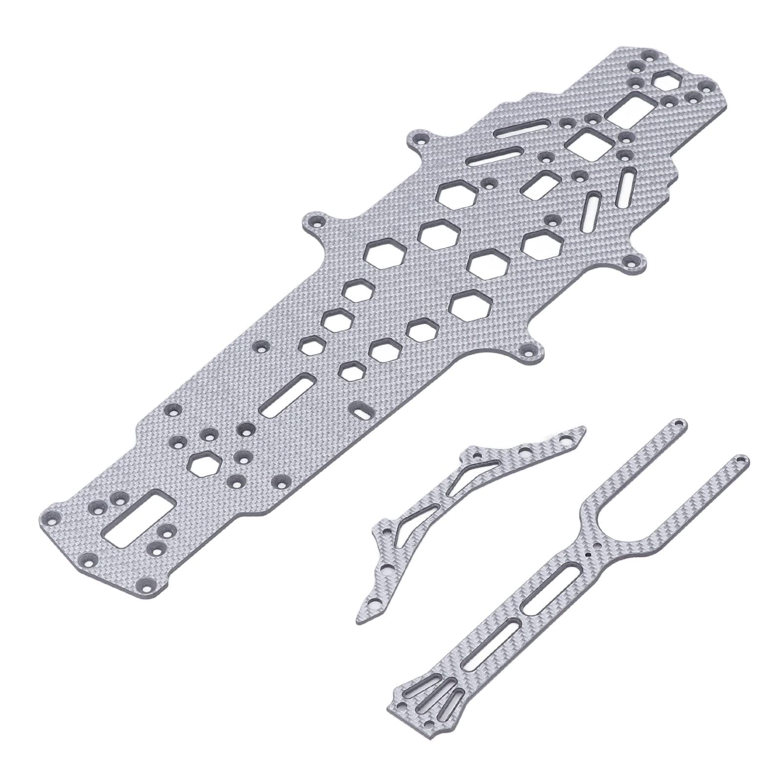 Chasis de Fibra de Carbono RC, Alta flexibilidad, para mecanizado CNC, Reemplazo de hundimiento Hueco de 2 Capas, para Placa de Chasis Inferior RC (Plata)