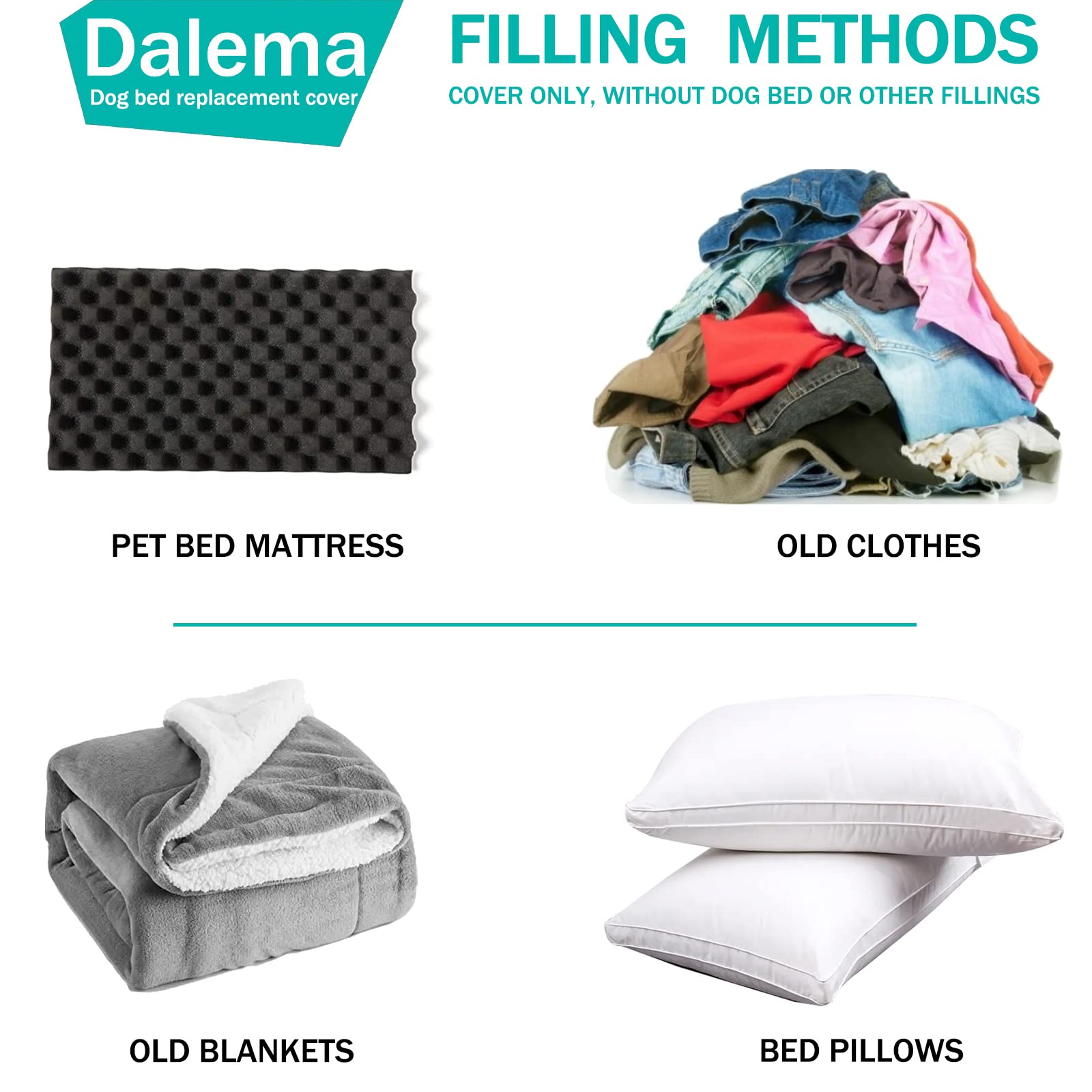 Funda de Cama para Perro de 76 cm de Largo x 50 cm de Ancho x 10 cm de Alto. Fundas de Repuesto para Cama de Perro Oxford Resistentes y duraderas con Cremallera. Funda Protectora de colchón