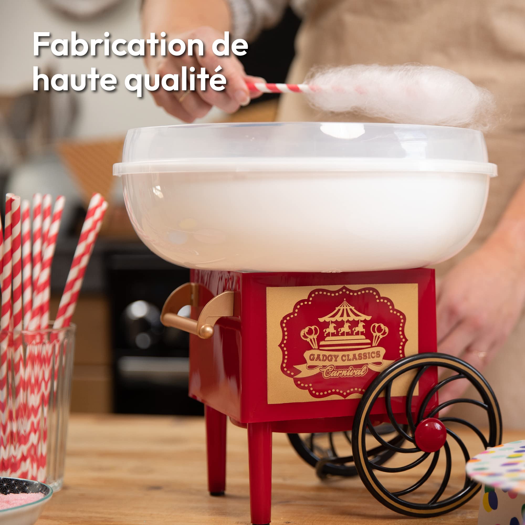 Gadgy Machine à Barbe à Papa - Machine à Barbe à Papa Rétro - Machine à Barbe à Papa Maison pour Fêtes d'Anniversaire – S’Utilise avec du Sucre ou des Bonbons