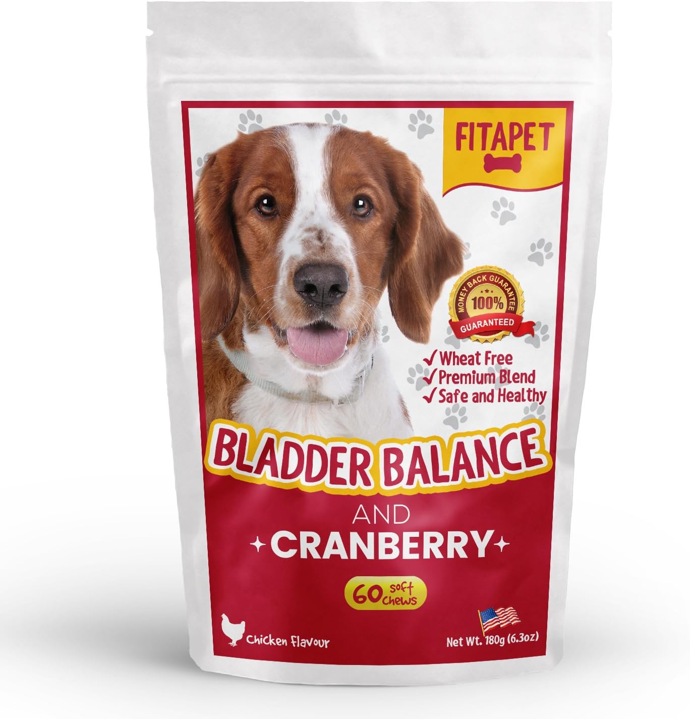 Fitapet Cranberry for Dogs Soft Chews – Promotes Bladder Control + Kidney and UTI Health – Tasty Chicken Flavor 60 Count