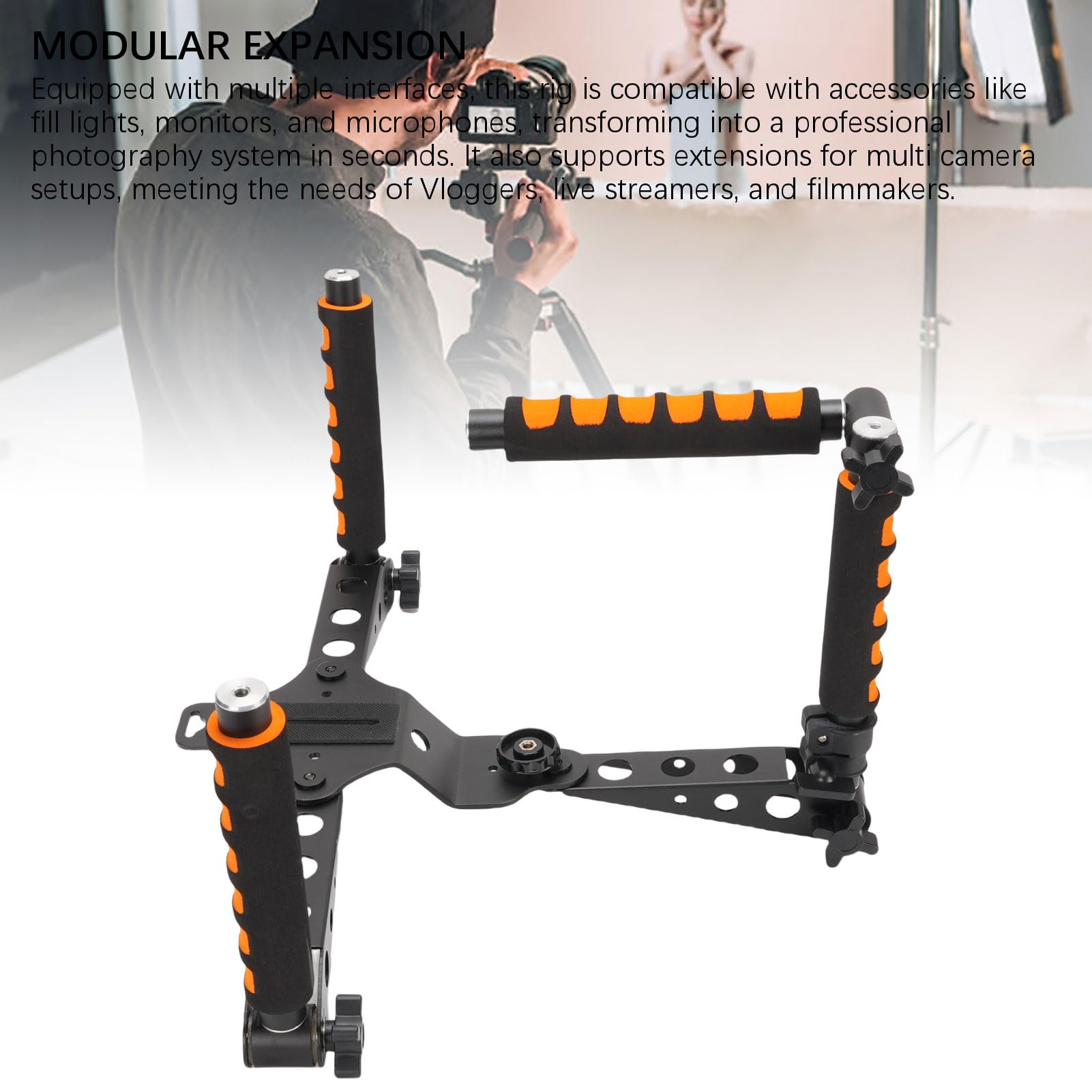 Kit de Plate-Forme de la Caméra de Support, Poignée Réglable de 3 en 1, Coussin épaule et Poignée à Libération Rapide, Stabilisateur pour Les Caméscopes DSLR, Pliable,
