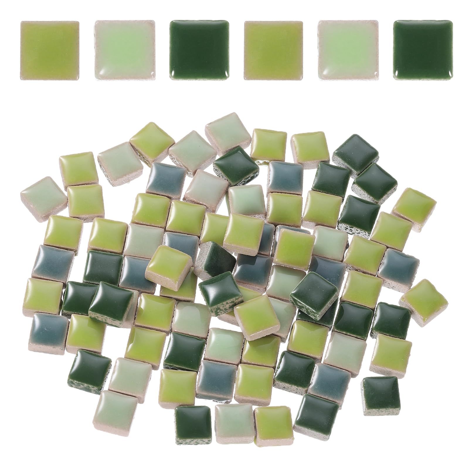sourcing map 100g Square Mosaic Tiles, Colorful Ceramic Mosaic Tiles for Crafts Bulk Mosaic Supplies for Home Decoration Art Crafts DIY Projects, 0.4 x 0.4Inch, Mix Green