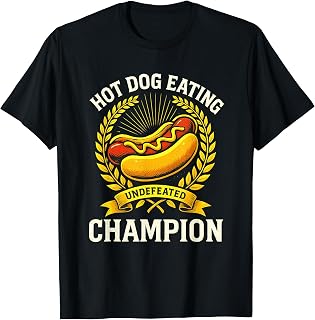 Hot Dog Eating Champion Undefeated Funny Winner T-Shirt