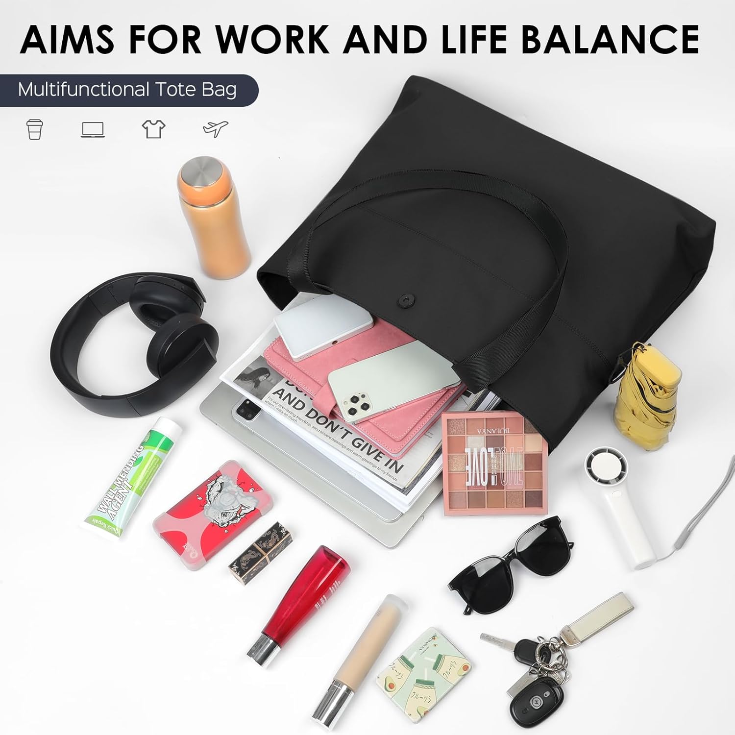 Laptop Tote Bag for Women 16.2 Inch, Lightweight Water-Resistant Work Purse, Professional Briefcase with Magnetic Pocket - Image 5