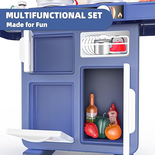 Miniatura 5 de Juego de cocina interactivo para niños con luces y sonidos realistas, accesorios de cocina de juguete de 46 piezas