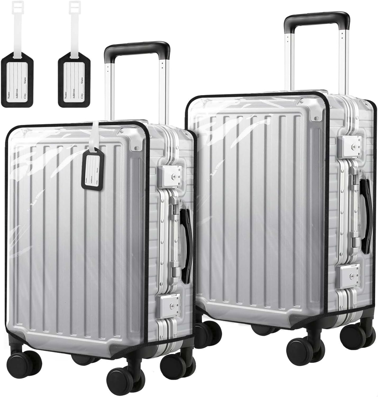 2 Pack 28 Inch Clear PVC Suitcase Cover Protectors Full Thicken Transparent Luggage Covers Sleeve Waterproof Dustproof Anti-scratch for Travel Wheeled Luggage