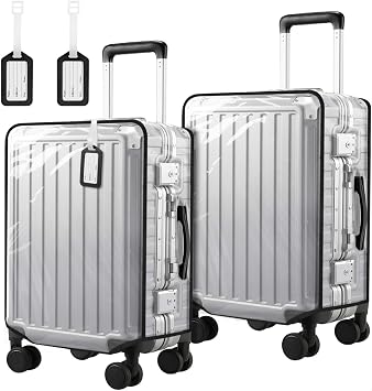 2 Pack 28 Inch Clear PVC Suitcase Cover Protectors Full Thicken Transparent Luggage Covers Sleeve Waterproof Dustproof Anti-scratch for Travel Wheeled Luggage