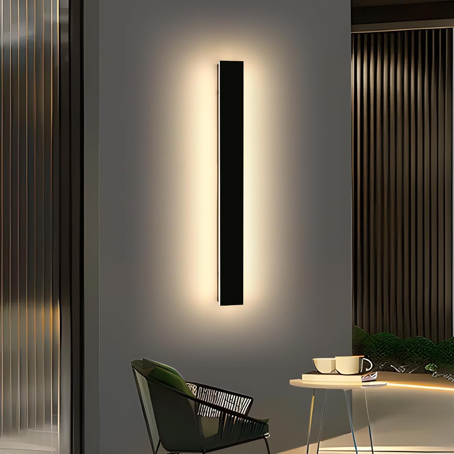 47inch Modern LED Wall Light, 3 Color Lights 3000K/4500K/6000K, IP65 Waterproof Outdoor Light Fixture, Black Aluminum Minimalist Exterior Wall Sconce for Patio, Garden, Garage, Porch 47inch 3 Color Temperature
