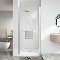 KPUY Frameless Pivot Shower Door 36-38" x 72" H - 1/4" Tempered Glass, Explosion-Proof Film, Brushed Nickel Finish