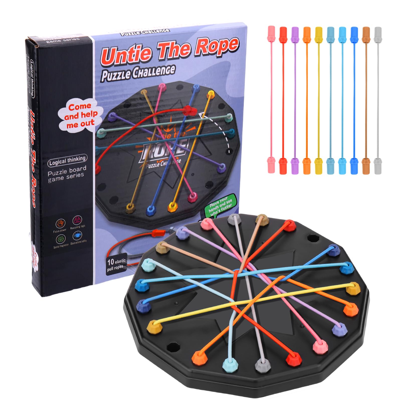 Vodolo Updated Version Brainy Knots Game,Puzzle New Board Games 2025 Safe and Sturdy for Travel Party Activities Rope Challenge,2 Player Fun