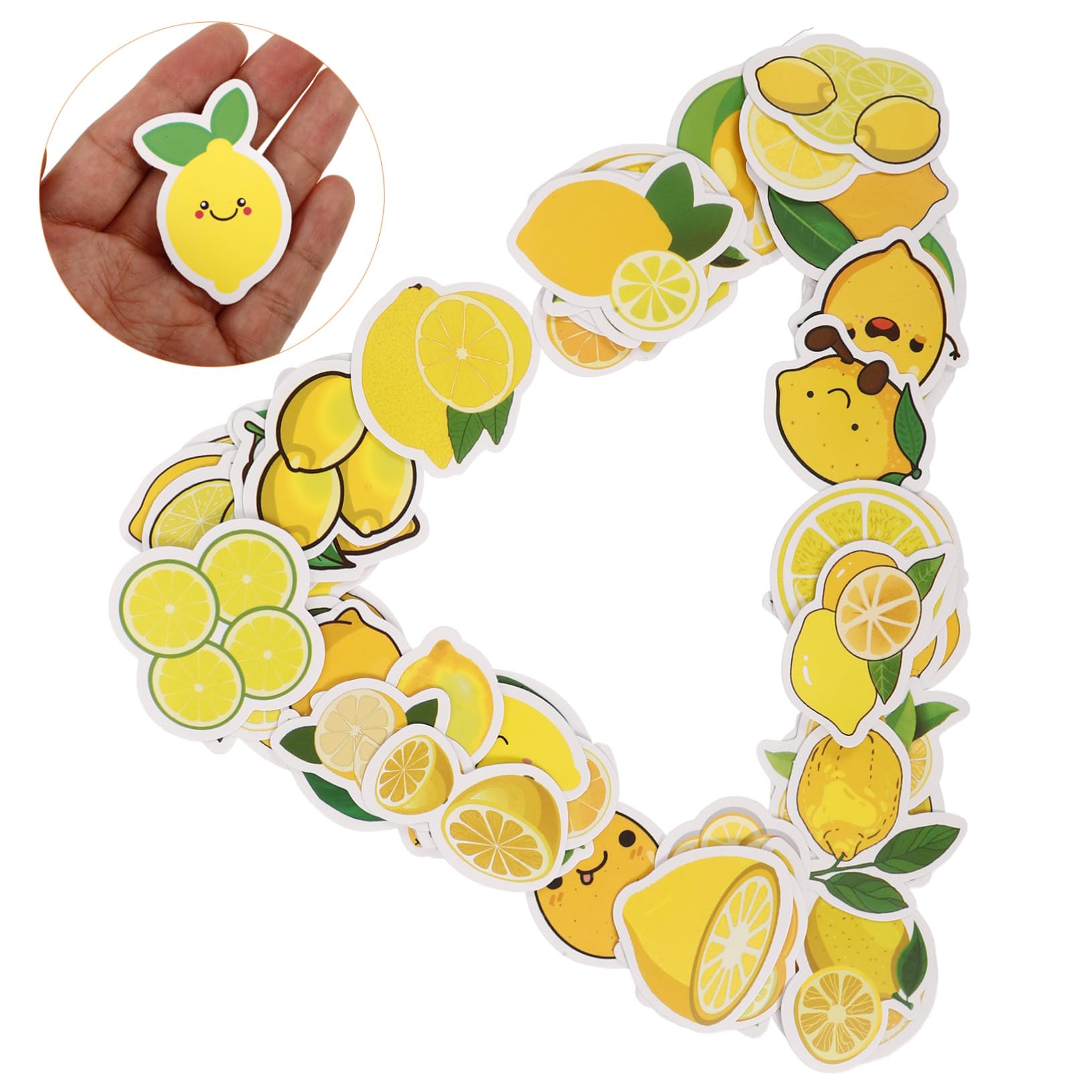 jojofuny Pegatinas Adhesivas de Dibujos Animados Variedad de Patrones Decorativos 50 Diseño Adorable Material Autoadhesivo Amarillo para Crear Obras para Portátil y Cuaderno