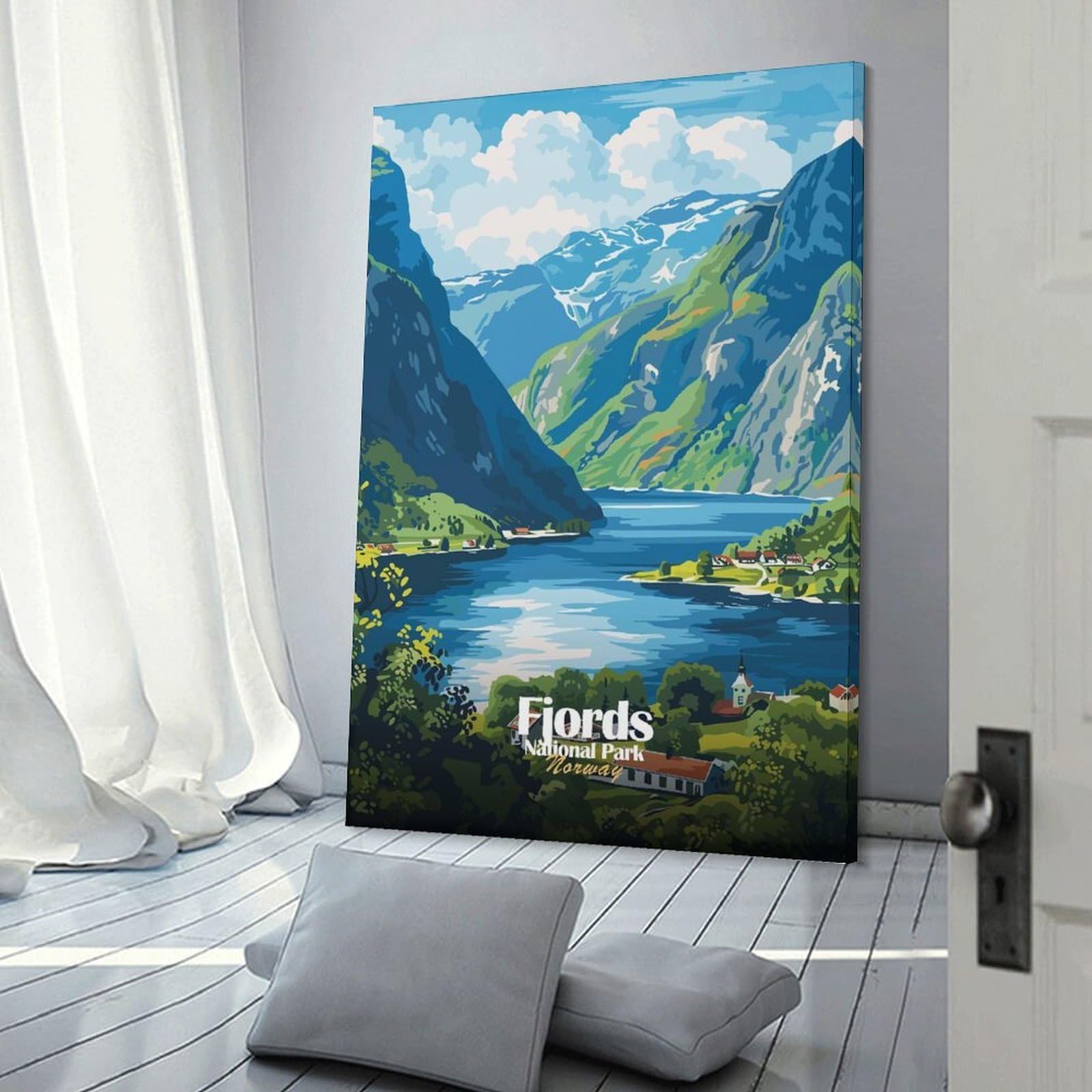 Junmoney Fjords National Park Norway Travel Room Decor Wall Art, 20x30inch(50x75cm), for Office, Study Or Home Workspace, A Smart Decor Choice for Study Walls