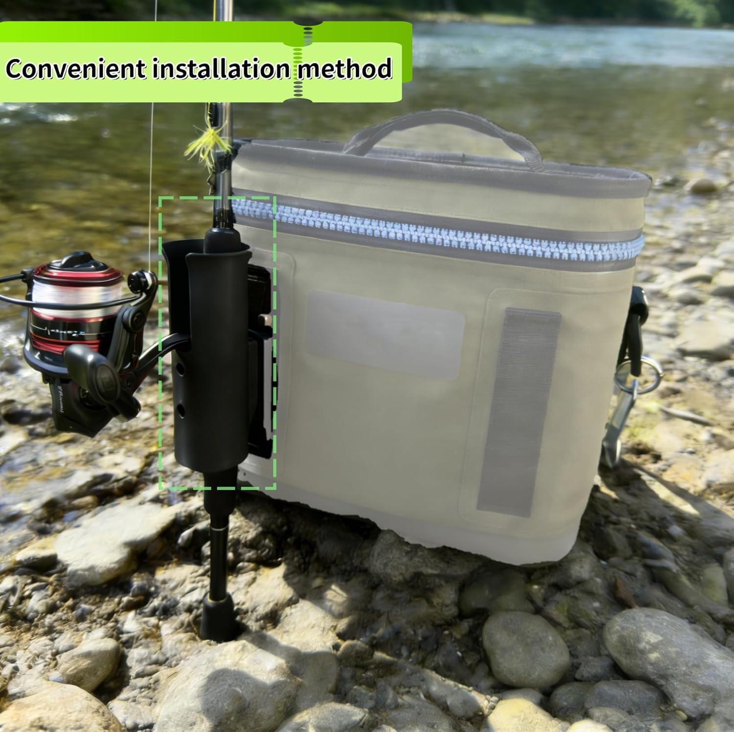 Universal Fishing Rod Holder for Coolers - Upright No-Support Design, Compatible with Yeti Hopper Flip and Other Popular Cooler Brands