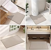 Vista 8 de Bathroom Rugs Non Slip Washable, Super Absorbent Thin Bath Mat Small Quick Dry Low Pile Bathroom Rug, Beige 16"x24