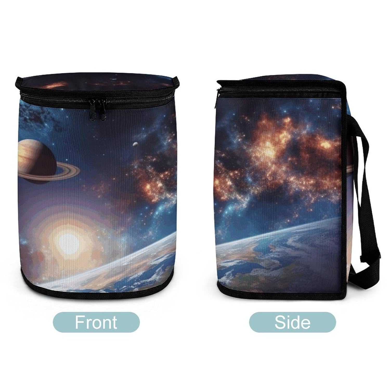 Universe Galaxy Outer Space Car Trash Can with Lid Collapsible Hanging Vehicle Trash Bag Waterproof Car Garbage Bags