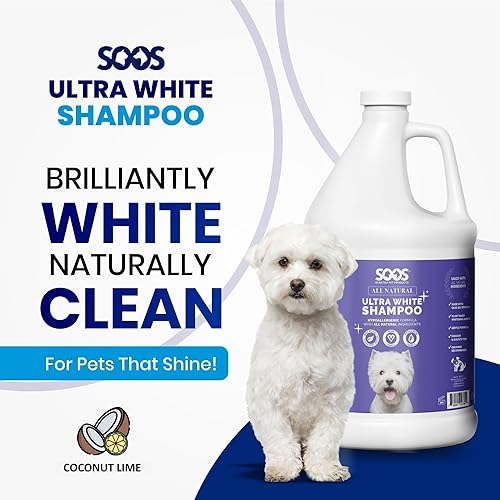 Miniatura 2 de Soos Champú hipoalergénico ultra blanco para perros y gatos, fórmula iluminadora blanca natural, lavado suave e hidratante para mascotas para pieles
