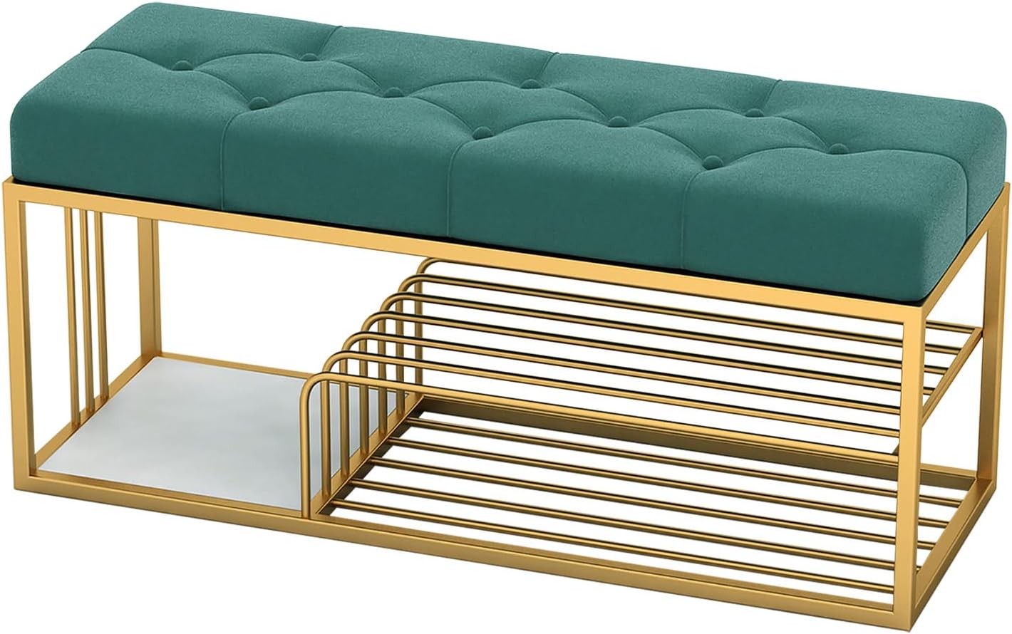 Velvet Shoe Rack Bench, 3-Tier Shoe Organizer Storage Bench for Entryway Hallway Living Room End of Bed