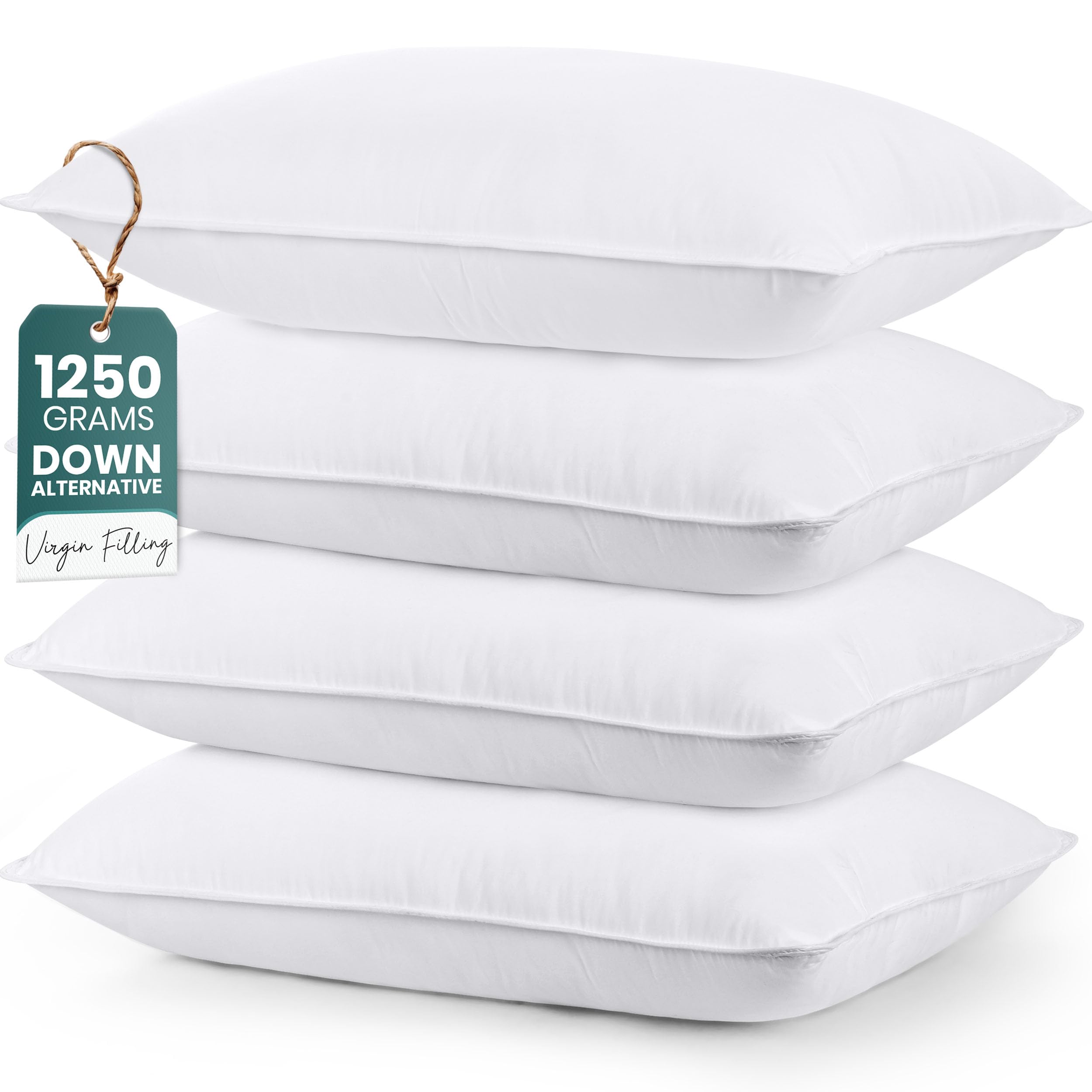 Utopia Bedding Bed Pillows for Sleeping (White), King Size, Set of 4, Hotel Pillow, Cooling Pillows for Side, Back or Stomach Sleepers