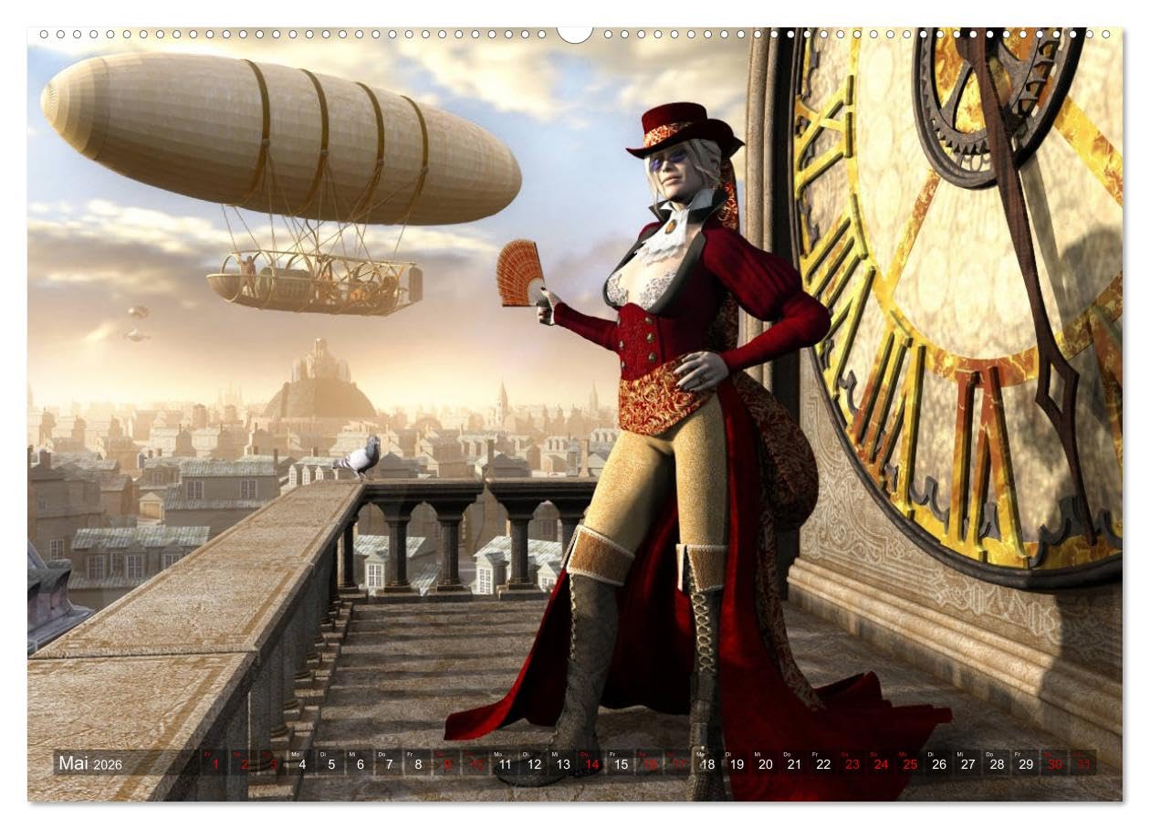 Steampunk Träume (hochwertiger Premium Wandkalender 2026 DIN A2 quer), Kunstdruck in Hochglanz: Die zauberhafte Welt des Steampunk in 12 verträumten Bildern. (CALVENDO Kunst)