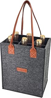6 Bottle Wine Carrier Tote,Wine Tote Bag with Divider Felt Wine Storage Tote Bag Reusable Grocery Bags Portable Wine Carrier for Travel, Picnic, Perfect Wine Lover Gift
