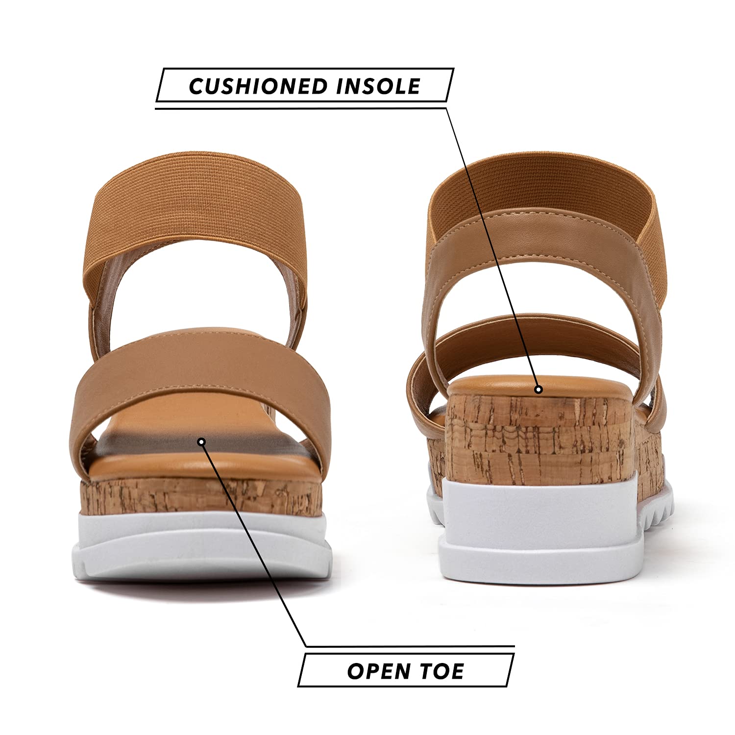 katliu Women's Wedge Platform Sandals Elastic Ankle Strap Cork Platform Sandals