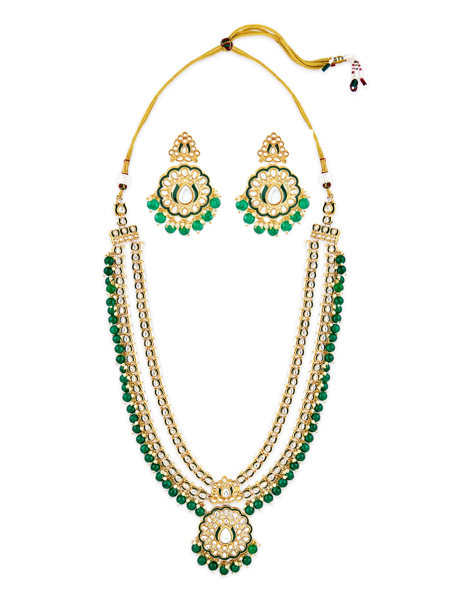 ZAVERI PEARLS Green Meenakari Bridal Kundan Long Necklace Earring & Maangtikka Set For Women-ZPFK17195 (B0CSST6RC3) Amazon Price History, Amazon Price Tracker