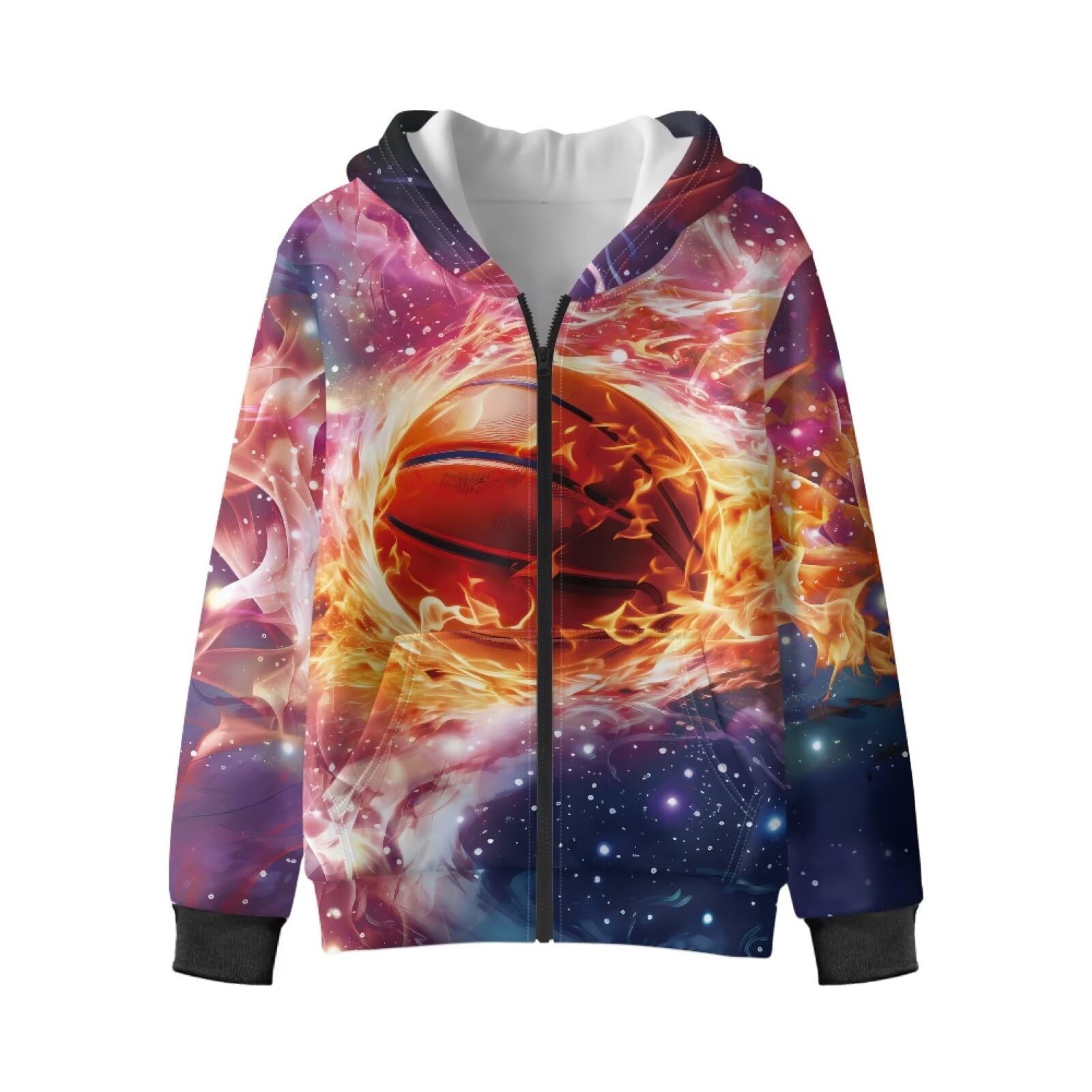 Biyejit Balls Jungen Kapuzenpullover mit durchgehendem Reißverschluss, Fleece-Oberteil, Sweatshirt mit Taschen, langärmelig, Frühling, Herbst, Winter, Kleidung für Schule, Laufen, Spazierengehen