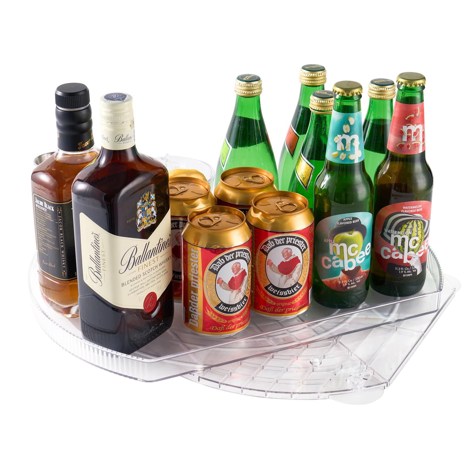 Rocwing Transparent Clear Lazy Susan Rotating Turntable Organizer For Cabinet, Fridge And Storage Spaces, Rectangular Design, Suction Cup Stability (1)
