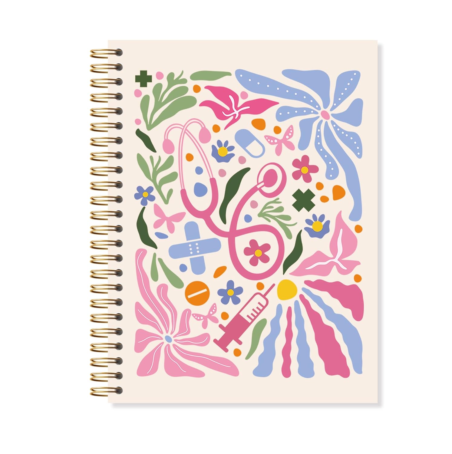 OSLYSOF Nurse Spiral Notebook, Nurse Appreciation Gifts Notebook, Nurses Week Day Notebooks for Note Taking, Groovy Boho Floral Nursing Journal, 5.5x8.3 Inch with 164 Pages