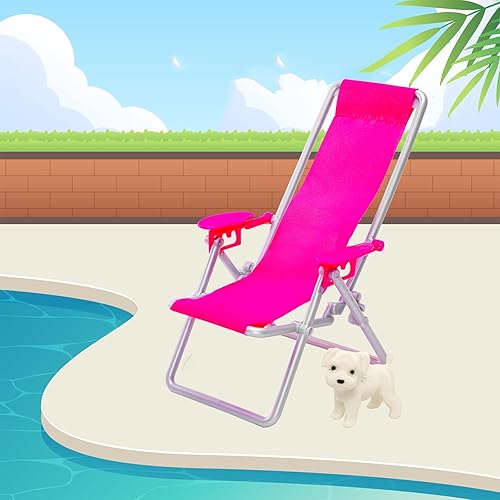 Miniatura 4 de ENOCHT Juego de 46 piezas de piscina para muñecas, piscina de muñecas con accesorios deslizantes, incluye traje de baño de sirena, sombrilla de